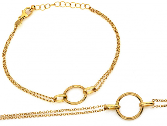 Bransoletka złota z dwóch łańcuszków złączonych kółkiem