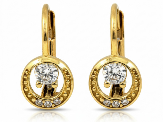 Delikatne złote kolczyki angielskie z cyrkoniami