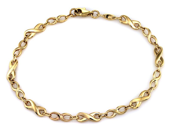 Bransoletka złota złożona z nieskończoności