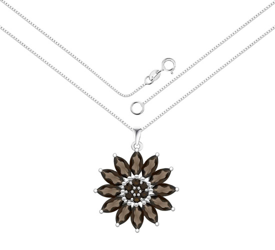 Naszyjnik srebrny 925 z 19 naturalnymi kwarcami - kwiat