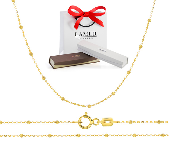 Złoty łańcuszek 585 ankier z kuleczkami 