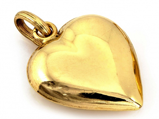 Zawieszka złota dmuchane serce błyszczące