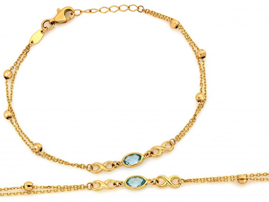 Bransoletka złota podwójna łańcuszkowa z niskończonością