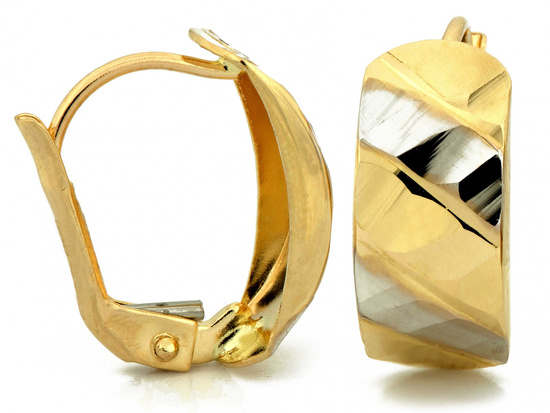 Kolczyki złote angielskie bez kamieni zdobione