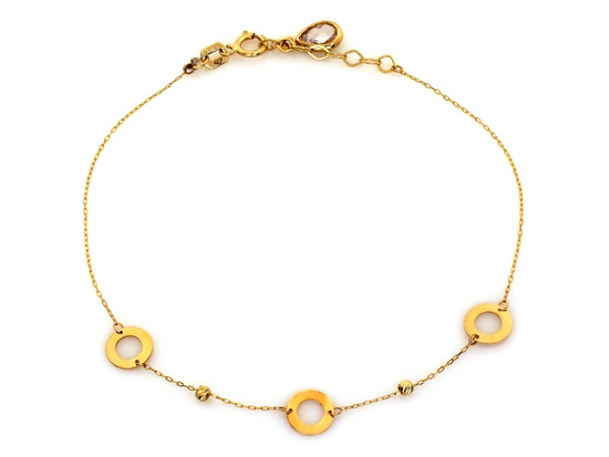 Bransoletka złota delikatna z obręczami ringami