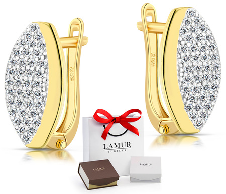 Złote kolczyki 585 z cyrkoniami - klasyczne