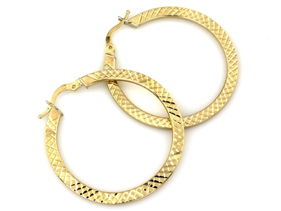 Złote kolczyki płaskie koła 32mm