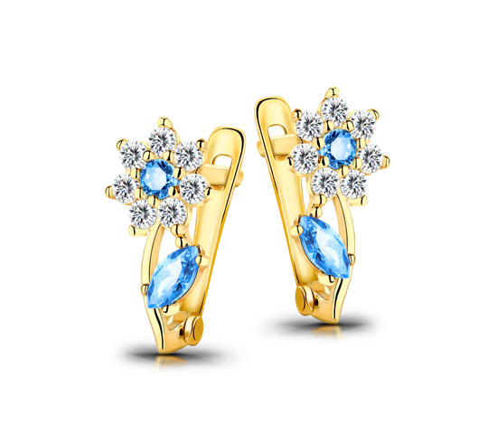 Złote kolczyki kwiatki 585 dla dziewczynki