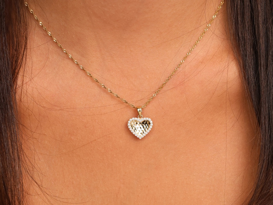 Zawieszka złota serce z cyrkoniami