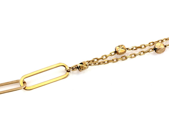 Bransoletka złota podwójny łańcuszek wstawka z dużych ogniw