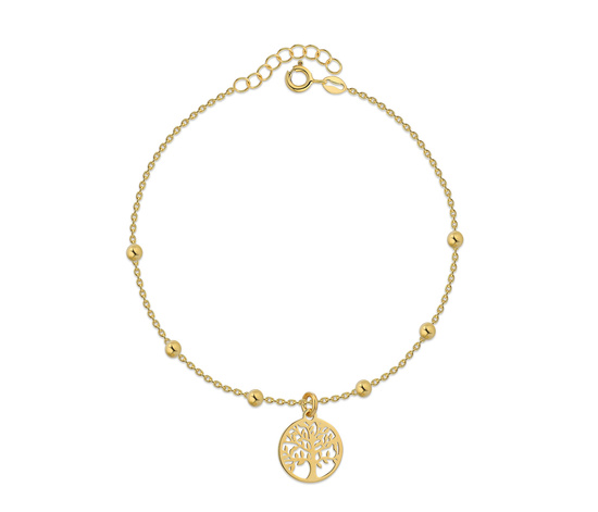 Złota bransoletka 925 drzewko szczęścia z kuleczkami - 17 - 20 cm