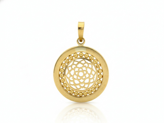 Zawieszka złota okrągła ażurowa
