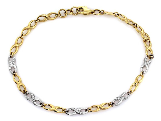 Bransoletka z dwukolorowych złotych nieskończoności