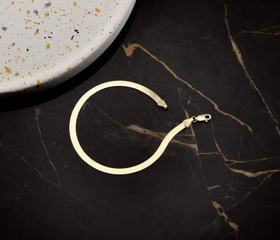 Złota bransoletka 585 elegancka taśma, żmijka