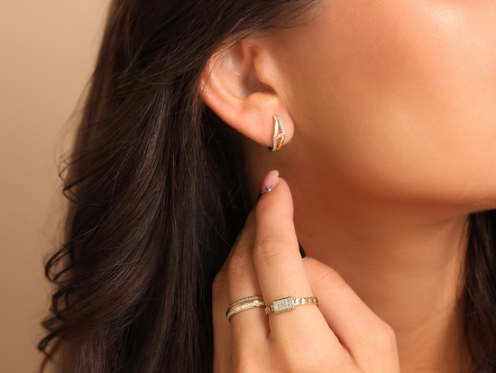 Kolczyki złote angielskie z cyrkoniami