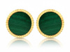Złote kolczyki okrągłe na sztyfcie z malachitem
