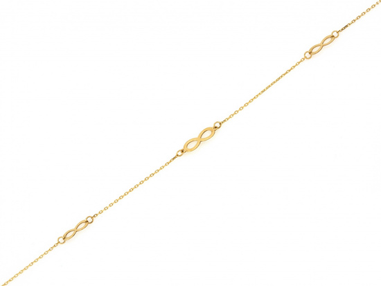 Złota bransoletka na nogę z nieskończonością