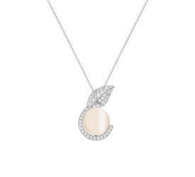 Naszyjnik srebrny 925 z perłą i diamentowymi cyrkoniami