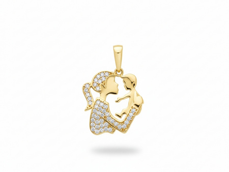 Złota zawieszka mama i dziecko z cyrkoniami dla mamy