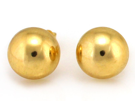 Złote kolczyki kulki na sztyfcie