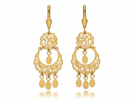 Kolczyki złote wiszące boho cygańskie