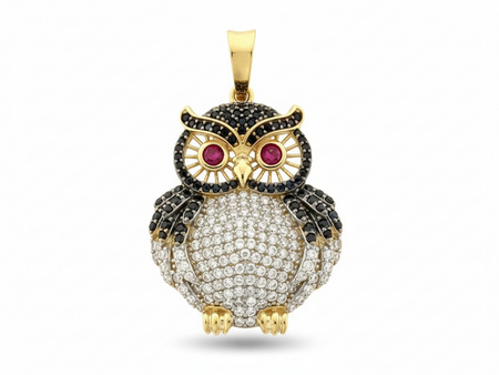 Zawieszka złota sowa wysadzana cyrkoniami