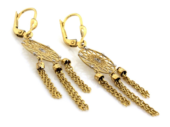 Złote kolczyki duże długie łapacze snów 