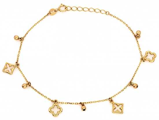 Bransoletka złota z zawieszkami z kuleczkami