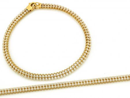 Bransoletka złota podwójna tenisowa z cyrkoniami