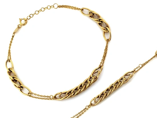 Złota bransoletka z łączonych łańcuchów