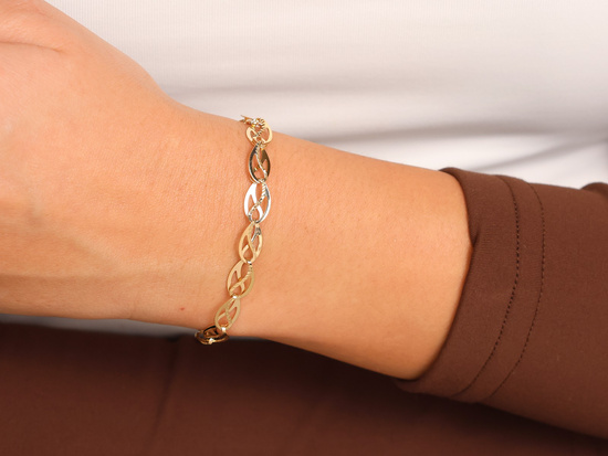 Bransoletka złota owalne ażurowe ogniwa