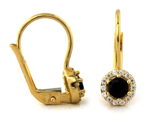 Kolczyki dla dziewczynki z cyrkoniami z czarnym oczkiem