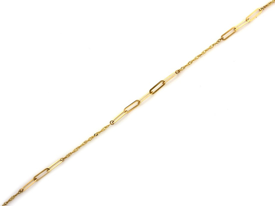 Złota bransoletka delikatna łańcuszkowa z wstawką z dużych ogniw