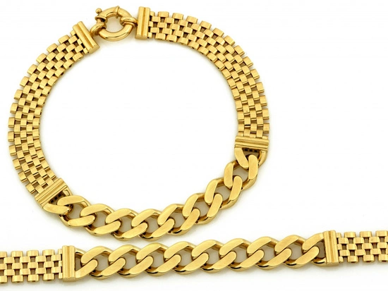 Bransoletka złota gruba szeroka elementowa