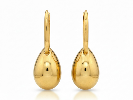 Modne złote kolczyki z wiszącą dmuchaną kroplą