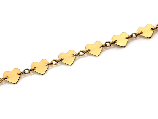 Złota bransoletka z małych serc