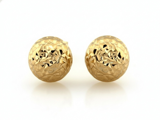 Złote kolczyki błyszczące pinezki 8mm na sztyfcie