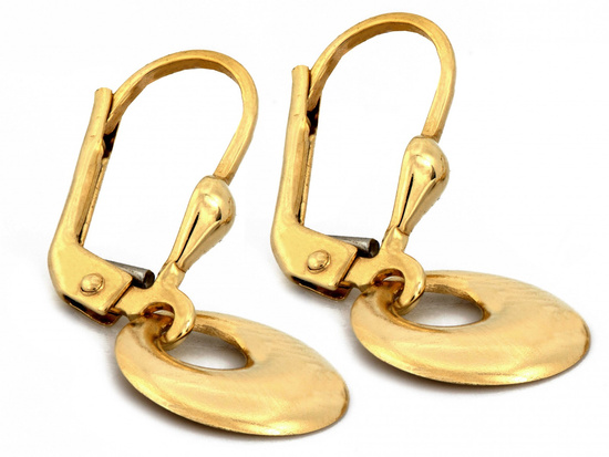 Kolczyki złote delikatne wiszące okrągłe angielskie