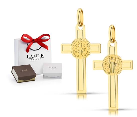 Złoty krzyżyk św. Benedykta 585 - zawieszka 