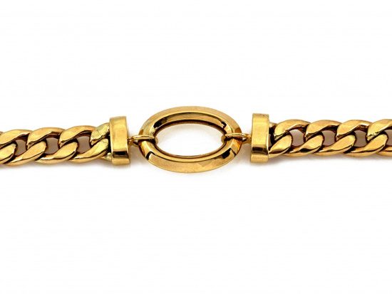 Bransoletka złota gruby łańcuch owalna ozdoba