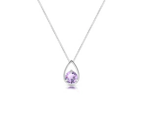 Naszyjnik srebrny 925 z naturalnym ametystem - łezka