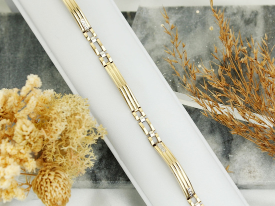 Bransoletka złota męska ze sztywnych elementów