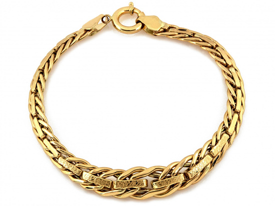 Bransoleta złota efektowna gruba przeplatana