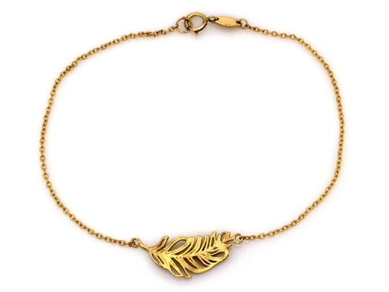 Złota bransoletka piórko