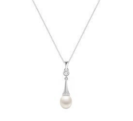 Naszyjnik srebrny 925 z perłą i diamentowymi cyrkoniami