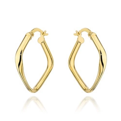 Złote kolczyki 585 skręcone kwadratowe koła 