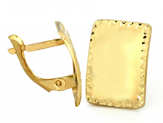 Kolczyki złote błyszczące blaszki angielskie zapięcie