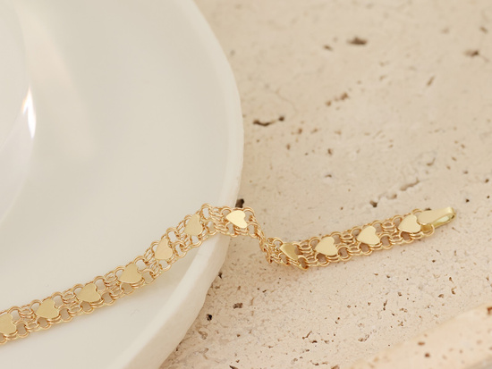 Bansoletka złota z sercami elementowa