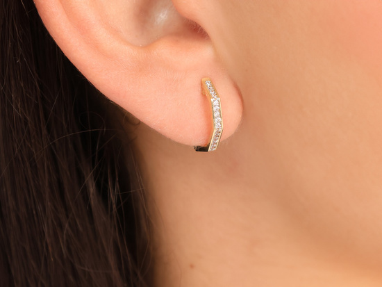 Kolczyki złote geometryczne z cyrkoniami