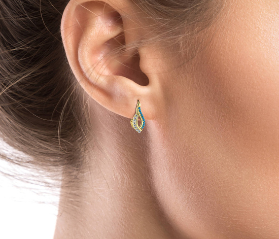 Złote kolczyki 585 z cyrkoniami - klasyczne